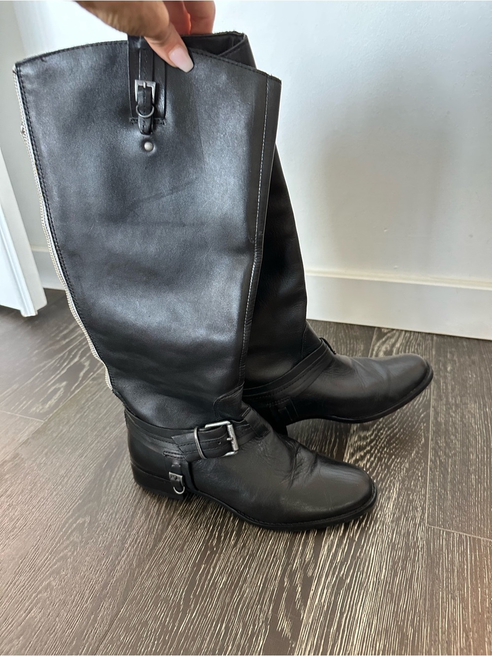 Black Leather Heeled Riding Boots